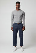Navy Blue Classic Straight Leg Chino Trousers with Tailored Detailing - Photo 4