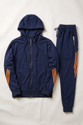 Contrast Stripe Tracksuit Set in Navy Blue — studio front