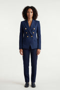 Navy Blue Double-breasted Gold Button Tailored Blazer - Tailored blazers - Photo 1