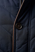 Navy Blue Fitted Quilted Hip-length Winter Jacket - Winter jackets - Photo 4