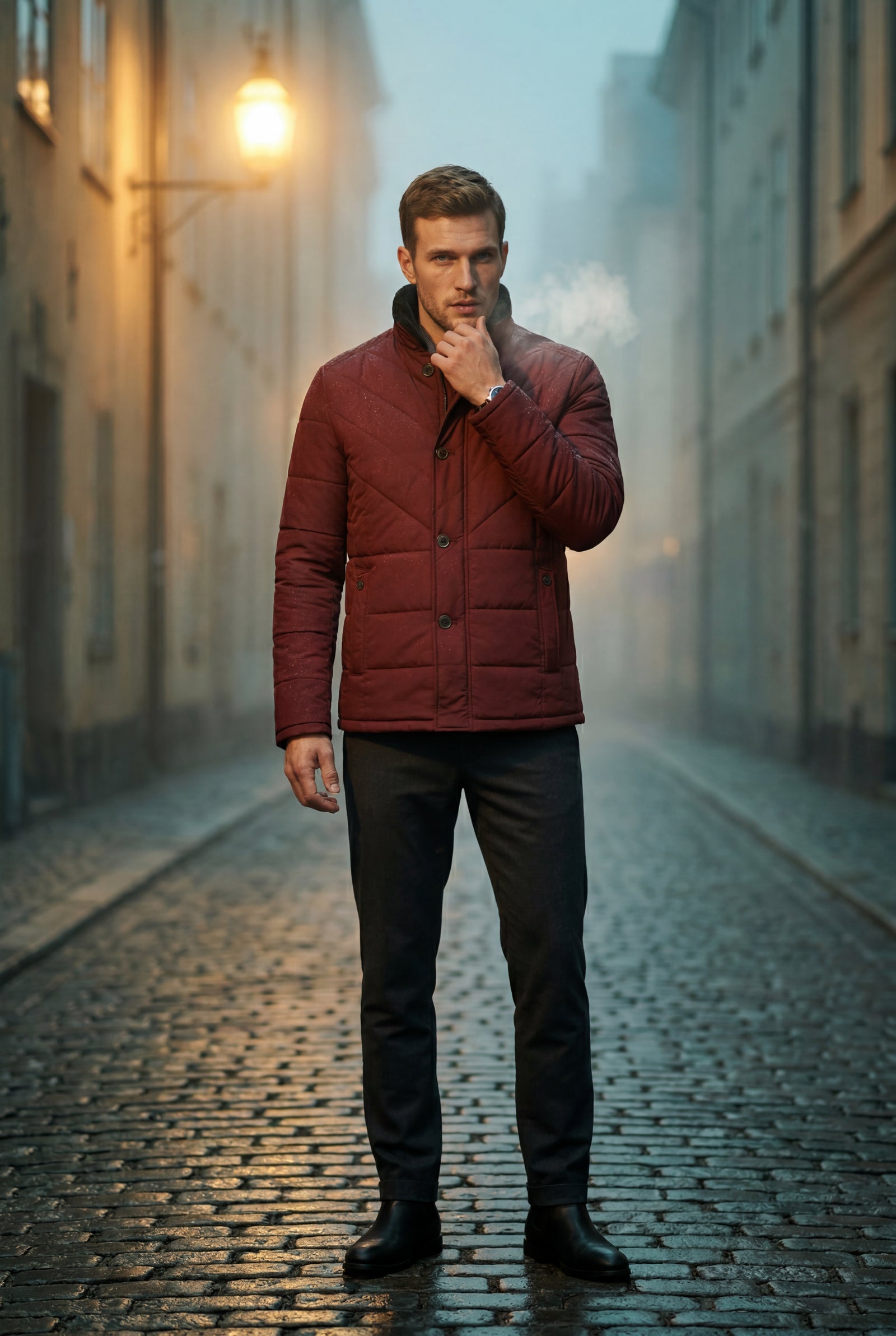 Red Fitted Quilted Hip-length Winter Jacket - Winter jackets - Photo 8
