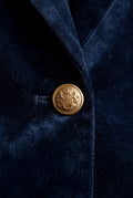 Navy Blue Gold Button Tailored Single-breasted Blazer - Blazers - Photo 4