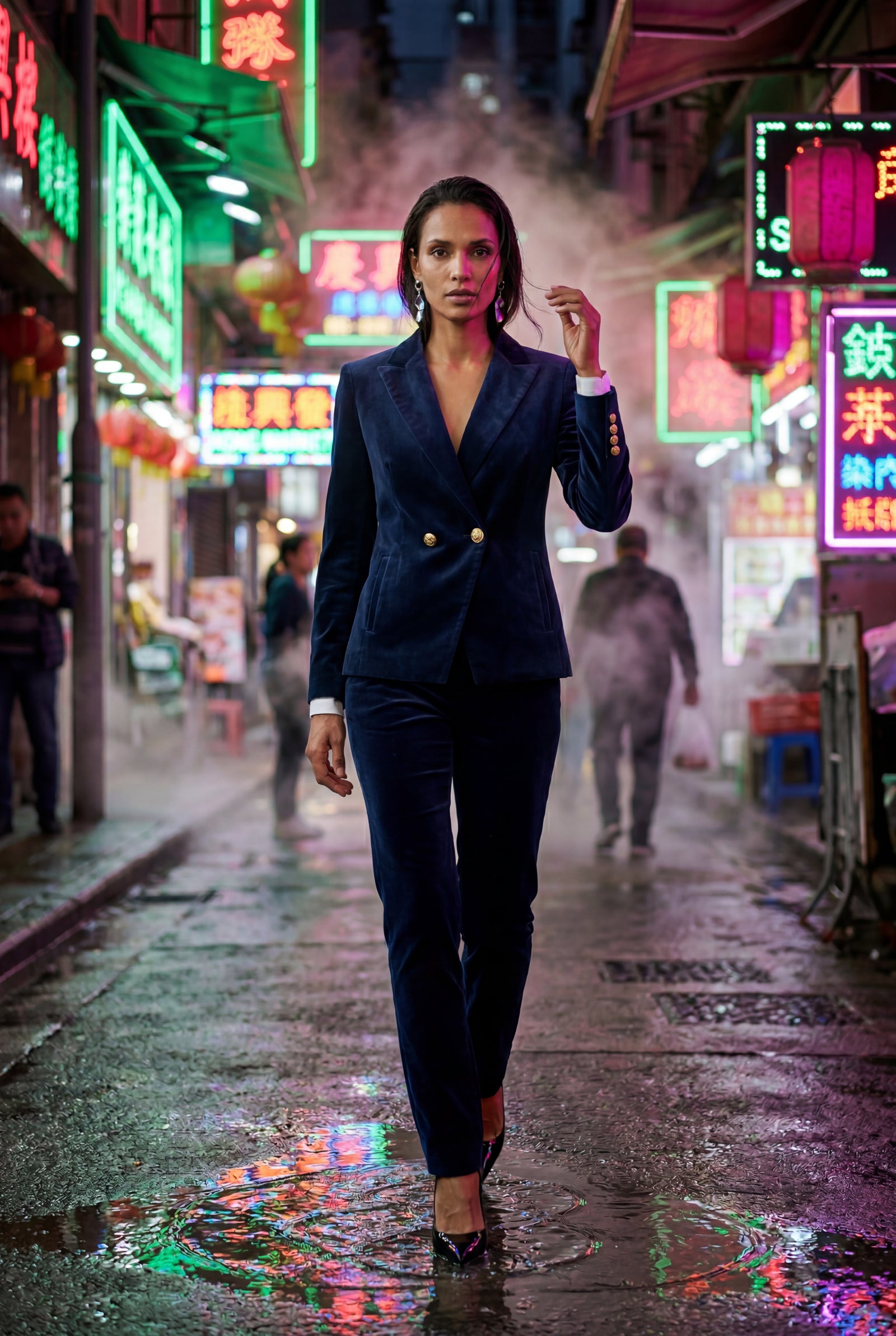 Black Gold Button Tailored Single-breasted Blazer - Blazers - Photo 8