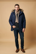 Men's Parka Hooded Winter in Navy Blue — primary studio