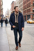 Men's Parka Hooded Winter in Navy Blue — secondary lifestyle