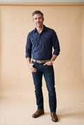 Men's Shirt Button Pockets Long Sleeve in Navy Blue — primary studio