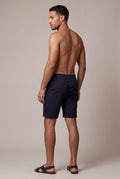 Navy Blue Men's Slim Tailored Fit Chino Shorts with Elastic Waistband - Casual shorts - Photo 9