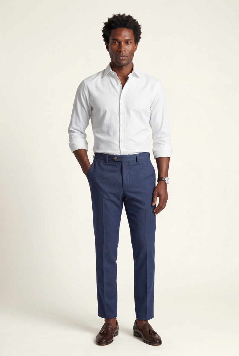 Navy Blue Navy Blue Slim Fit Tailored Dress Trousers - Tailored trousers - Photo 1