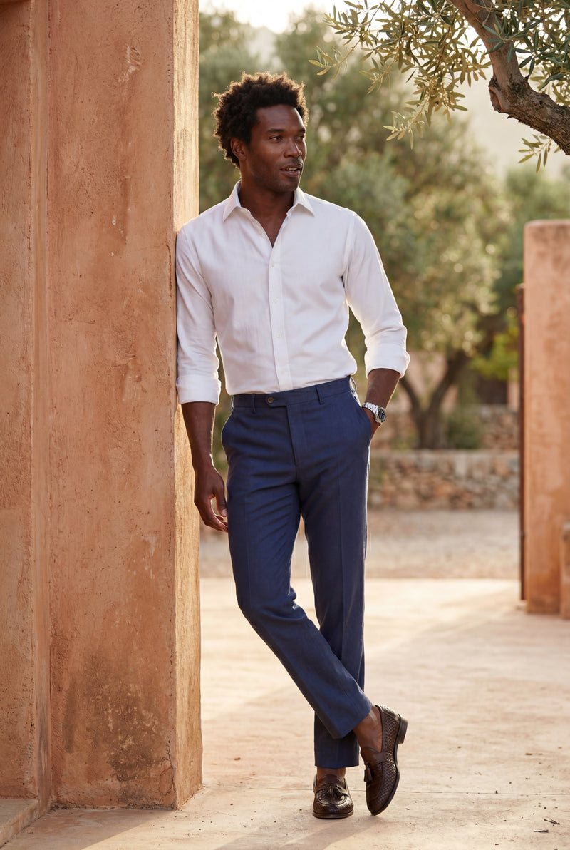 Navy Blue Navy Blue Slim Fit Tailored Dress Trousers - Tailored trousers - Photo 4