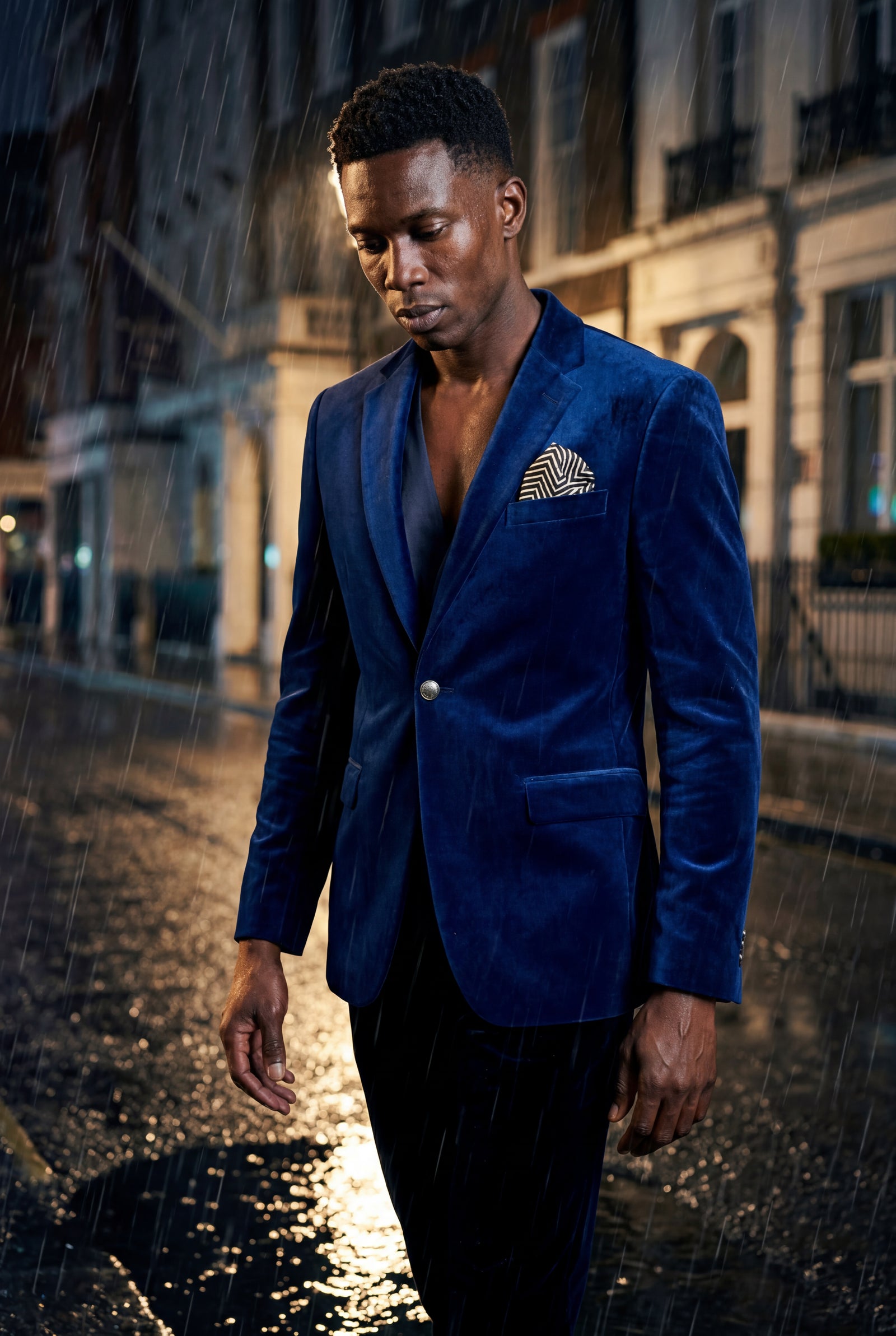 Blue Single Button Slim Fit Tailored Blazer - Tailored blazers - Photo 15