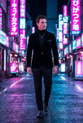 Black Single Button Slim Fit Tailored Blazer - Tailored blazers - Photo 8