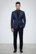 Navy Blue Slim Fit Single-breasted Blazer with Notch Lapel - Slim fit blazer - Photo 2