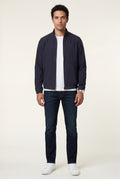 Navy Blue Slim Fit Zip-front Stand Collar Casual Jacket - Photo 9
