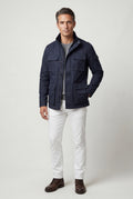 Navy Blue Structured Utility Field Jacket with Classic Collar - Transitional jacket - Photo 1