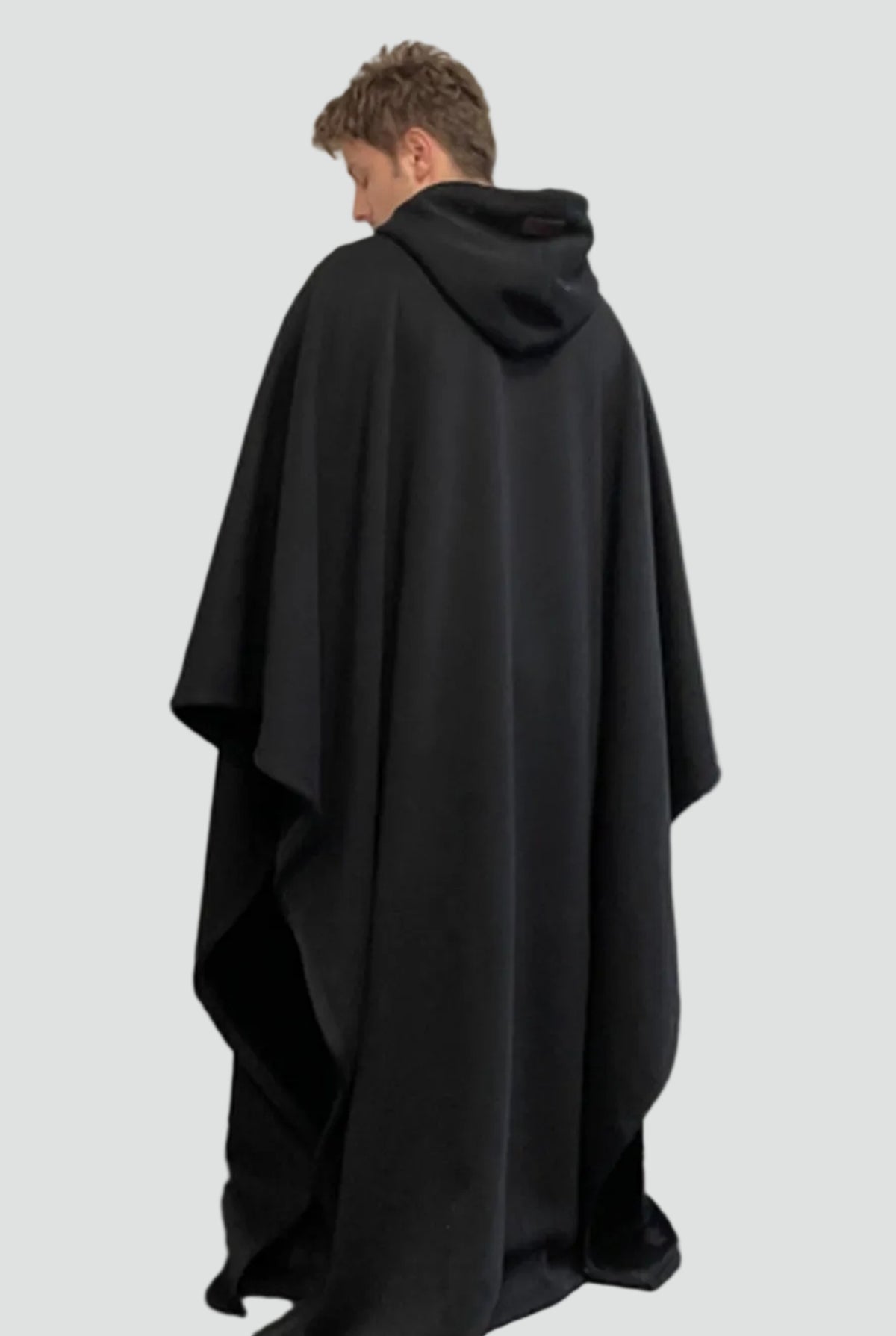 Fleece-Lined Hooded Blanket in Obsidian — back