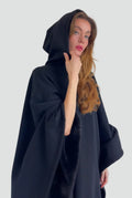 Fleece-Lined Hooded Blanket in Obsidian — side