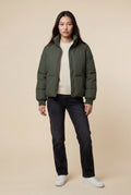 Olive Cropped High-collar Quilted Puffer Jacket - Puffer jackets - Photo 1