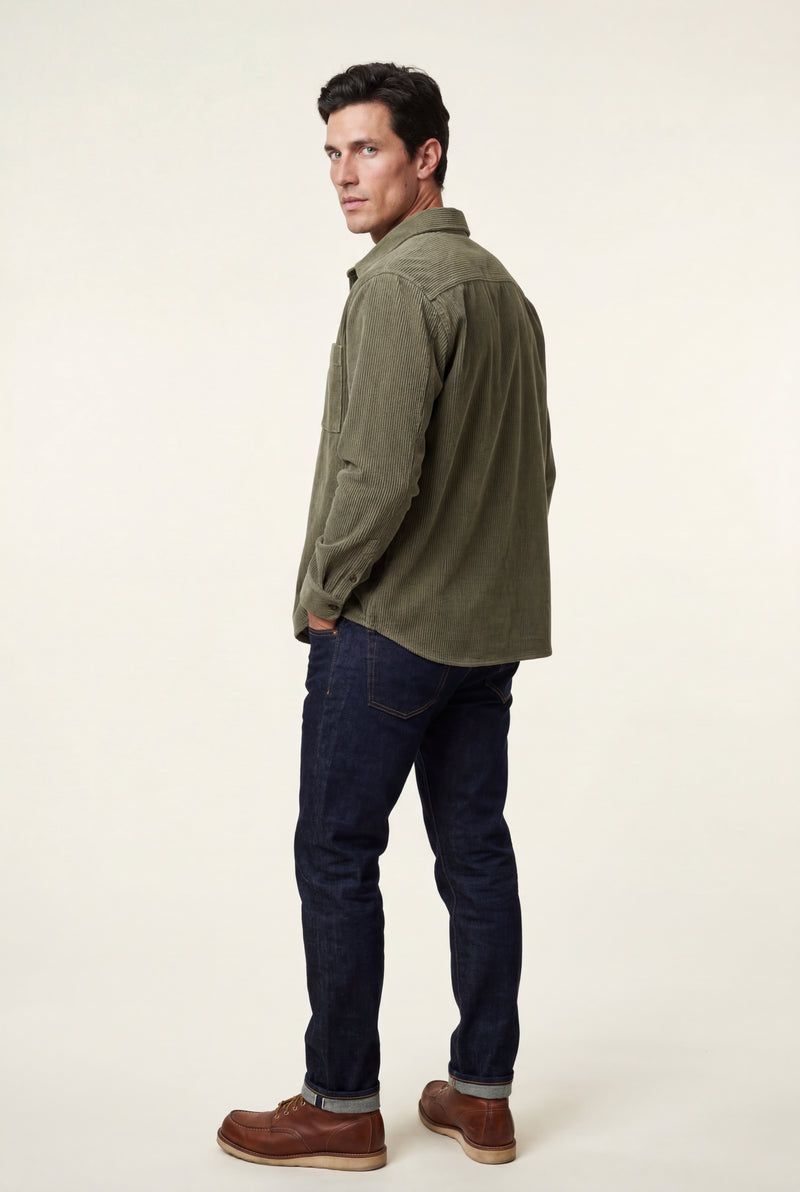 Olive Double Chest Pocket Shirt Jacket - Shirt jackets - Photo 3