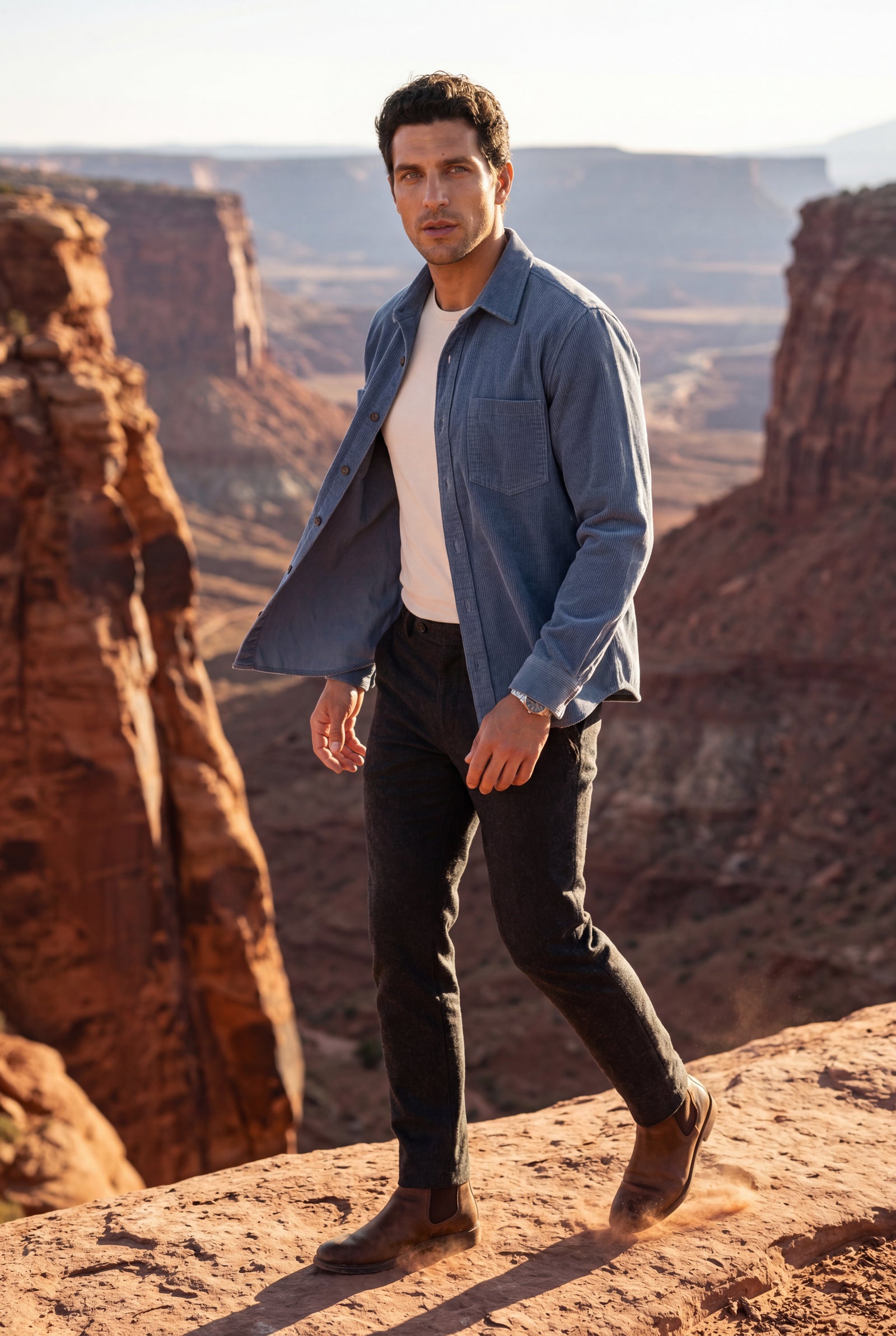 Blue Double Chest Pocket Shirt Jacket - Shirt jackets - Photo 6