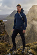 Navy Blue Contrast Elbow Patch Pullover Hoodie with Drawstring Hood - Men's hoodie - Photo 15
