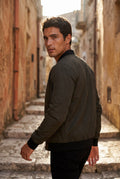 Dark Green Men's Slim-Fit Minimalist Classic Bomber Jacket - Photo 11