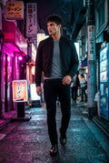 Black Men's Slim-Fit Minimalist Classic Bomber Jacket - Photo 2