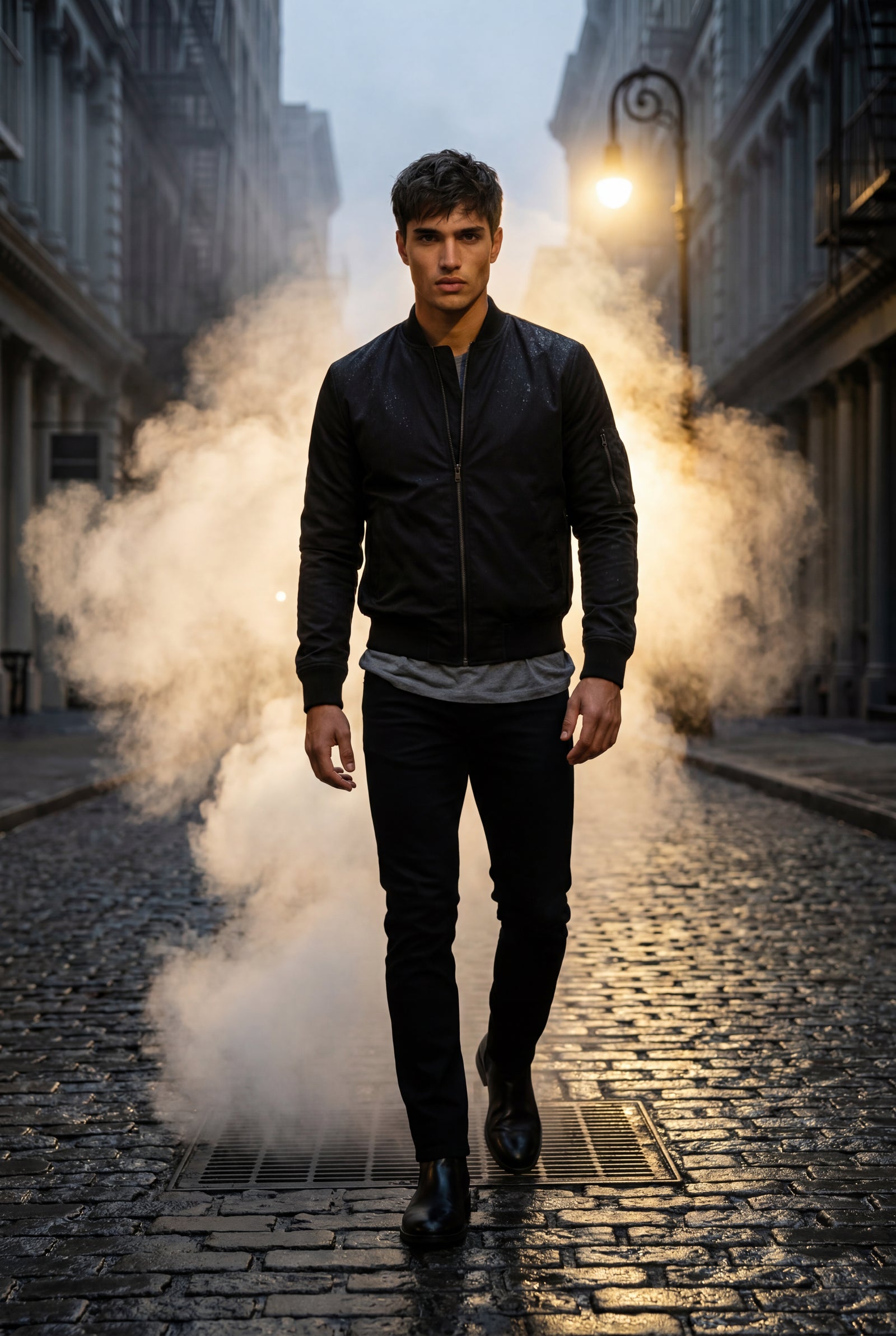 Black Men's Slim-Fit Minimalist Classic Bomber Jacket - Photo 5