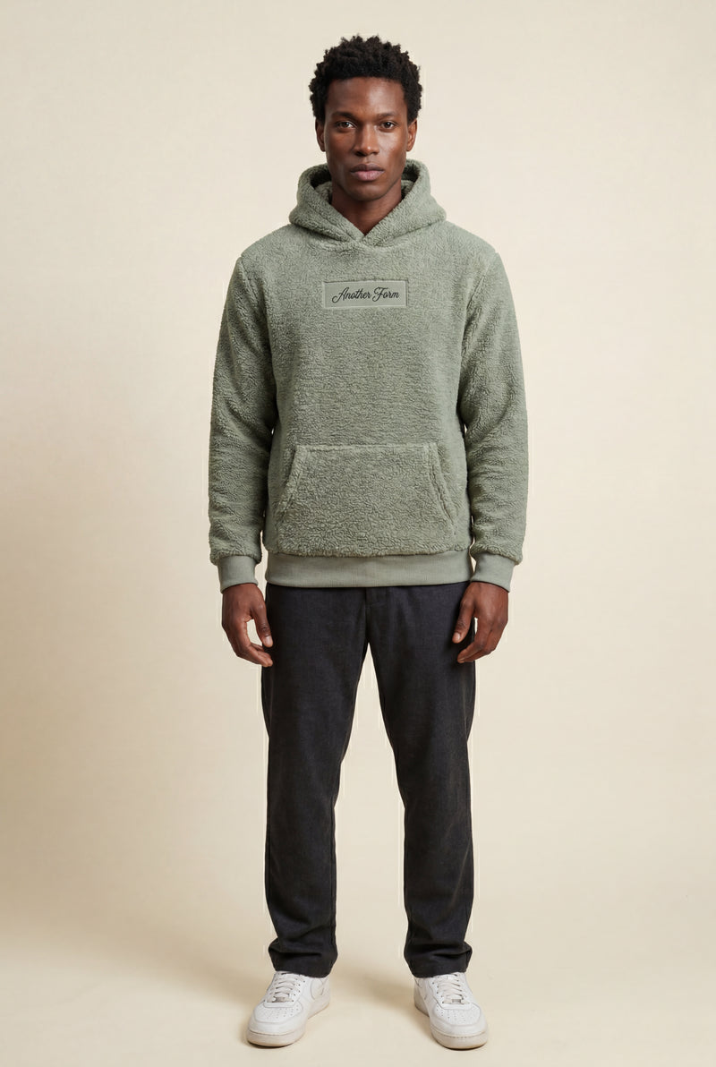 Olive Plush Relaxed Fit Hoodie with Kangaroo Pocket - Photo 4