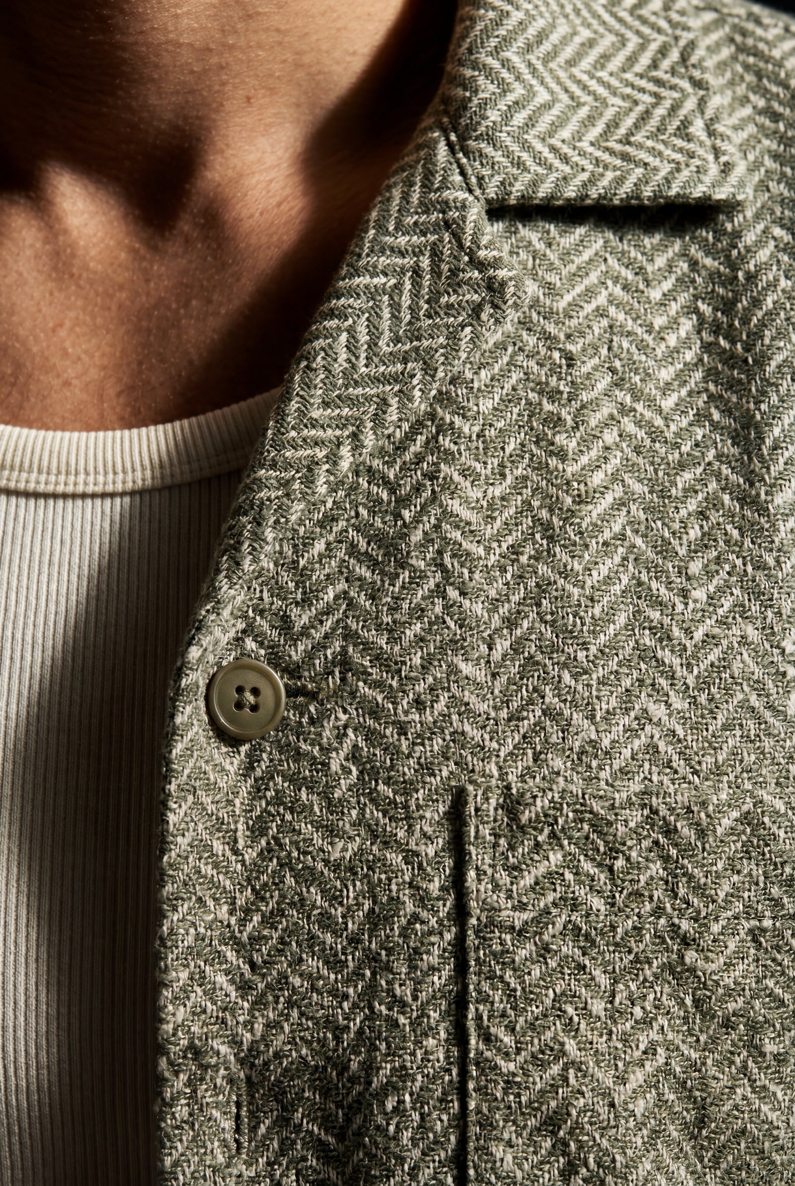 Olive Sage Green Micro Print Relaxed Fit Shirt and Shorts Set - Summer set - Photo 3