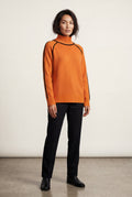 Orange Balloon Sleeve Oversized High Neck Sweater with Piping - Oversized sweater - Photo 3