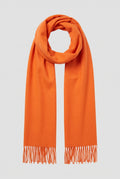 Cashmere Fringed Scarf in Orange — studio front