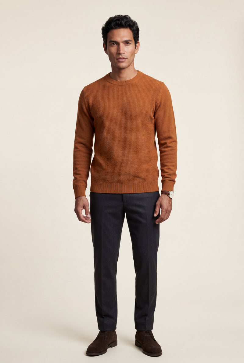 Orange Fine Classic Fit Crewneck Sweater - Classic fit sweater - Photo 1