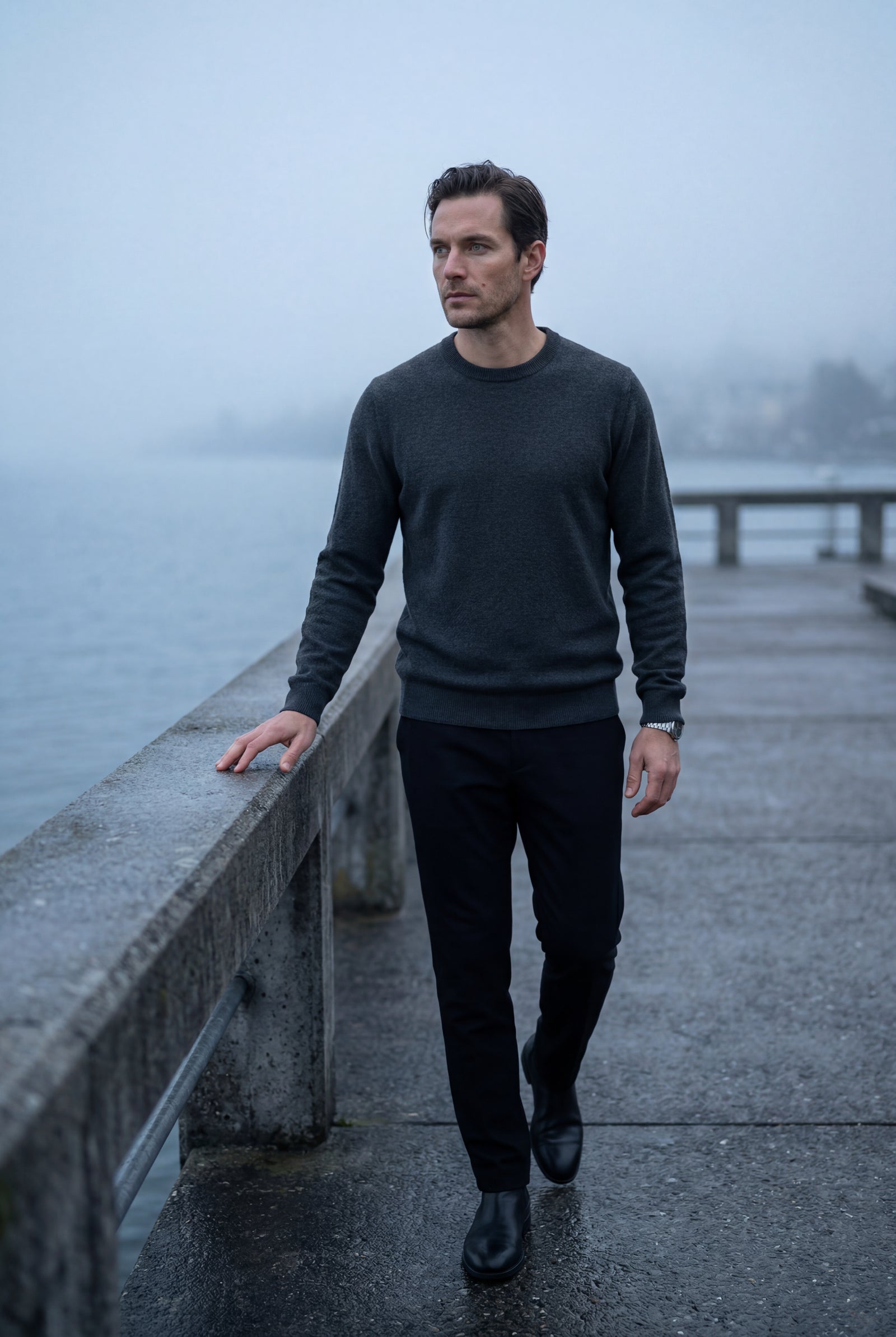 Dark Gray Fine Classic Fit Crewneck Sweater - Classic fit sweater - Photo 11