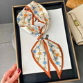 Orange Floral Print Square Scarf with Contrast Border - Scarves - Photo 4