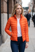 Lightweight Quilted Puffer Jacket in Orange — lifestyle