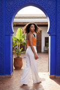 Orange Ribbed Bustier Strapless Crop Top with Cup Seaming - Strapless crop tops - Photo 8