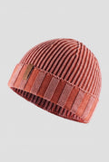 Ribbed Knit Beanie in Orange — studio front
