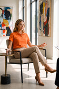 Women's Polo Shirt Elegant Fit in Orange — secondary lifestyle
