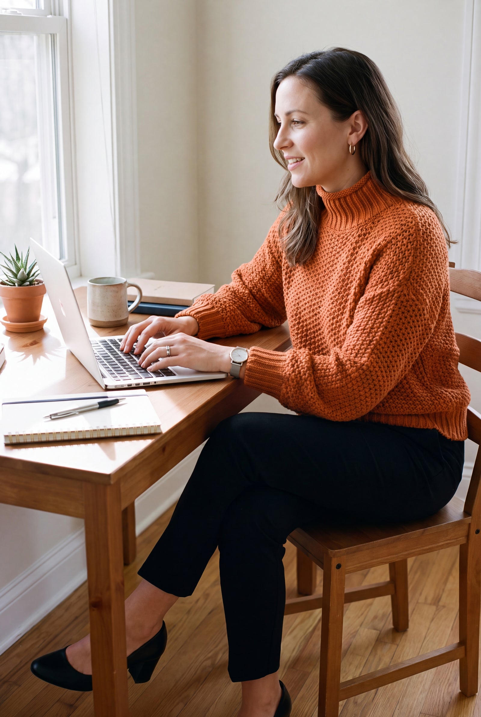 Women's Pullover High Collar in Orange — office lifestyle