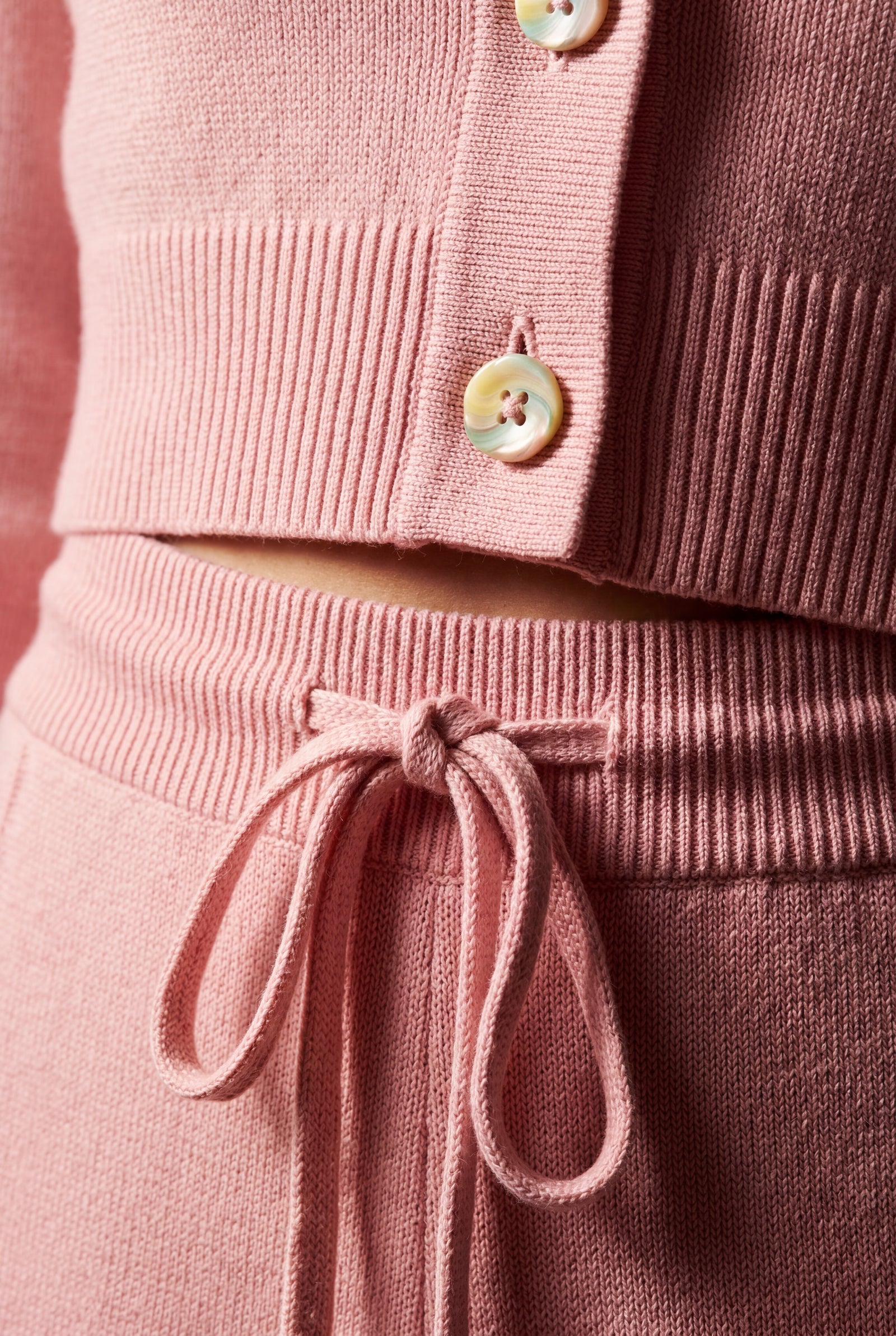 Pink Cropped Cardigan and Wide-leg Pants Set - Knit set - Photo 11