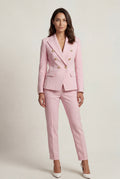 Pink Double-breasted Blazer and Slim Trouser Suit Set - Photo 7