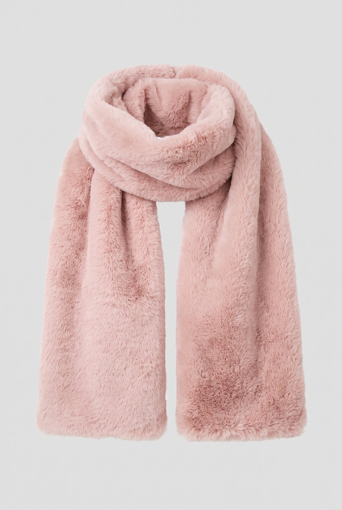 Faux Fur Scarf in Pink — studio front
