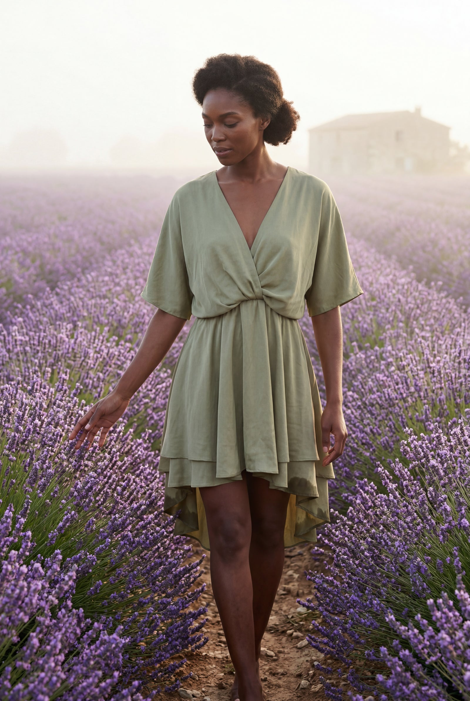 Green Flutter Sleeve Ruffle Hem Mini Dress - Photo 20