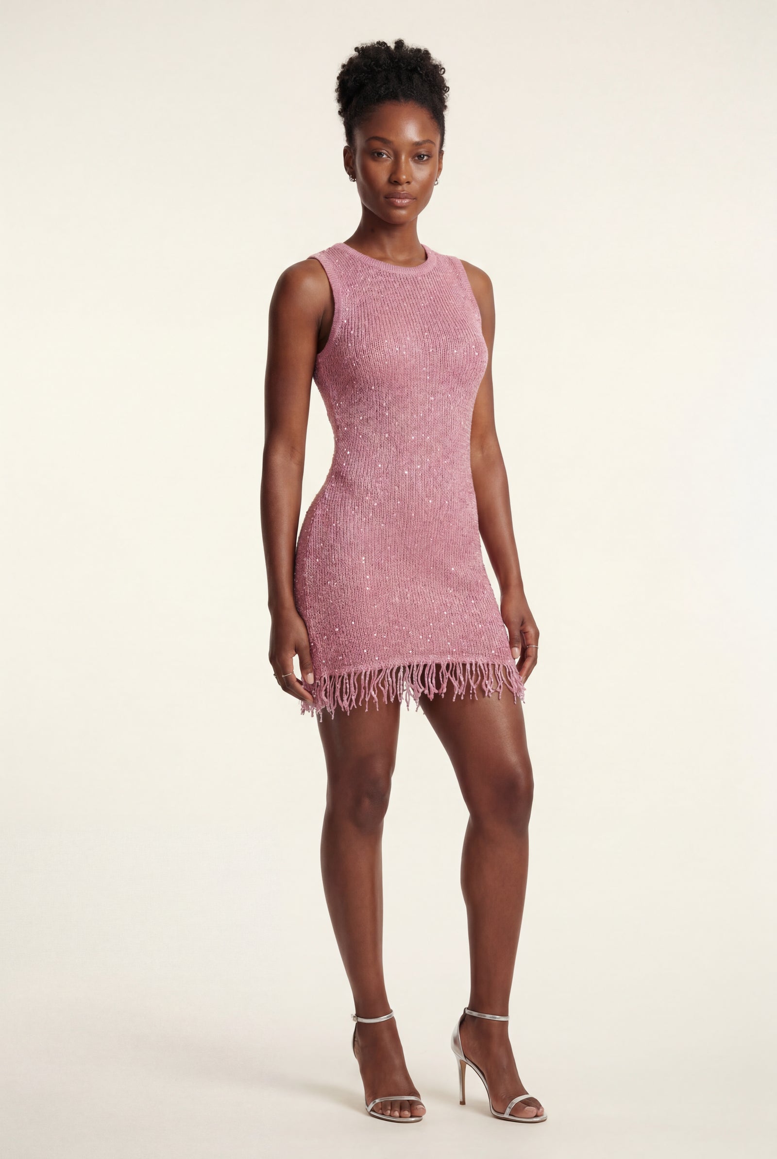 Pink Fringe Hem Bodycon Mini Cocktail Dress - Photo 1