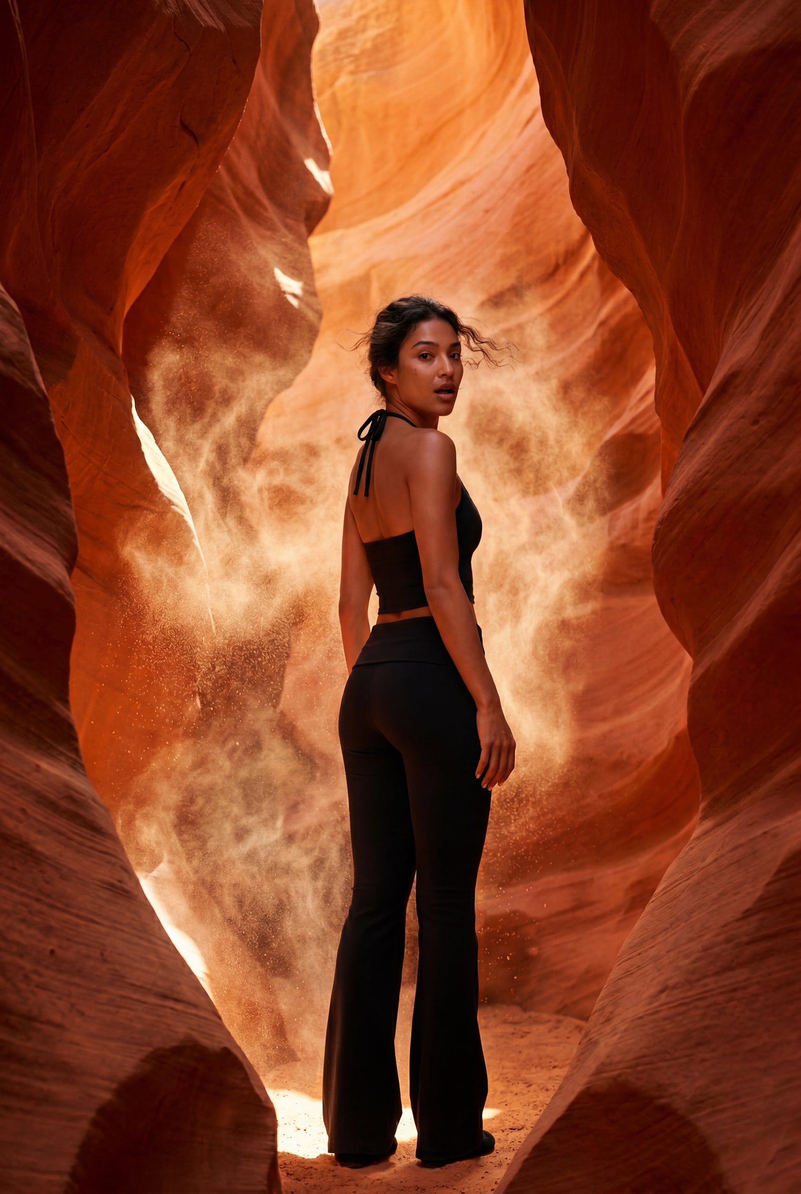 Black Halter Neck Crop Top and Flared Leggings Set - Halter top and leggings - Photo 11