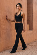 Black Halter Neck Crop Top and Flared Leggings Set - Halter top and leggings - Photo 5