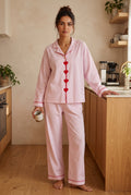 Heart Button Pajama Set in Pink — lifestyle