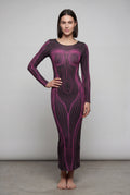 Pink Illusion Contour Print Bodycon Maxi Dress - Photo 5