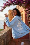 Light Blue Motivational Back Print Oversized Graphic Hoodie - Oversized hoodie - Photo 12