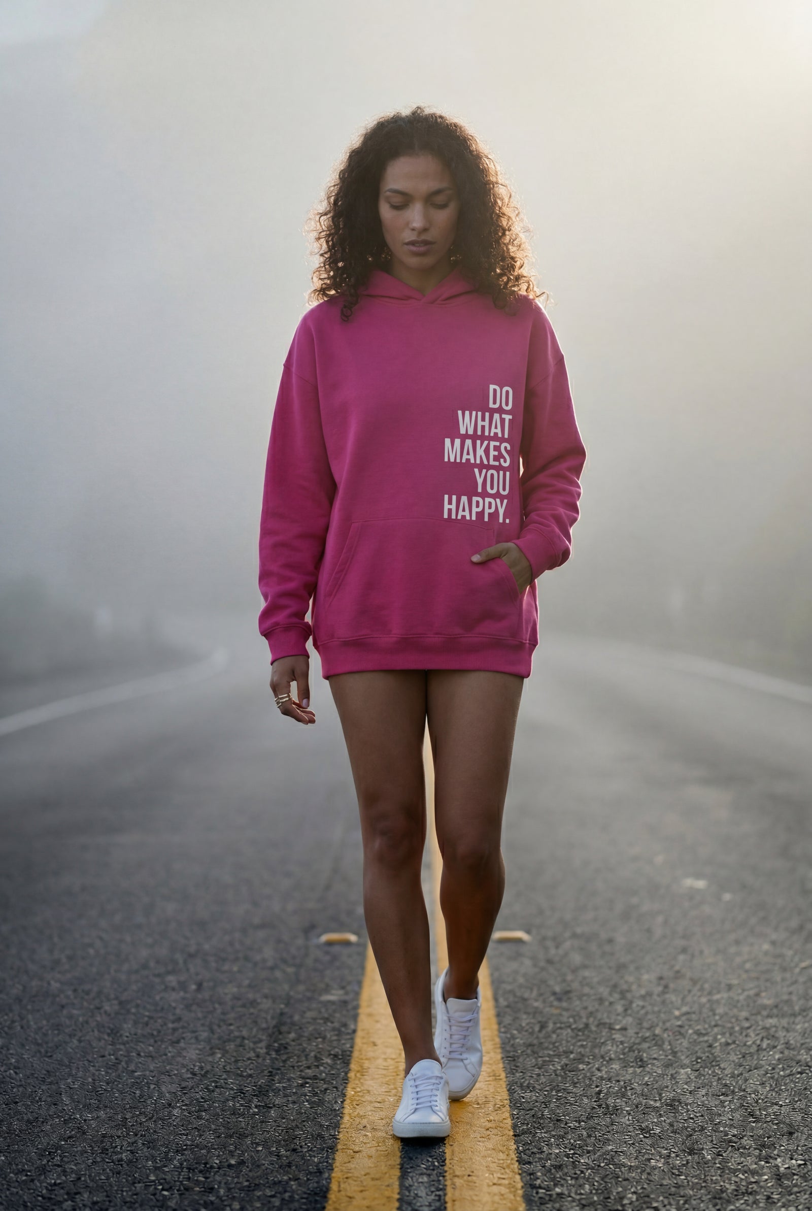 White Motivational Back Print Oversized Graphic Hoodie - Oversized hoodie - Photo 14